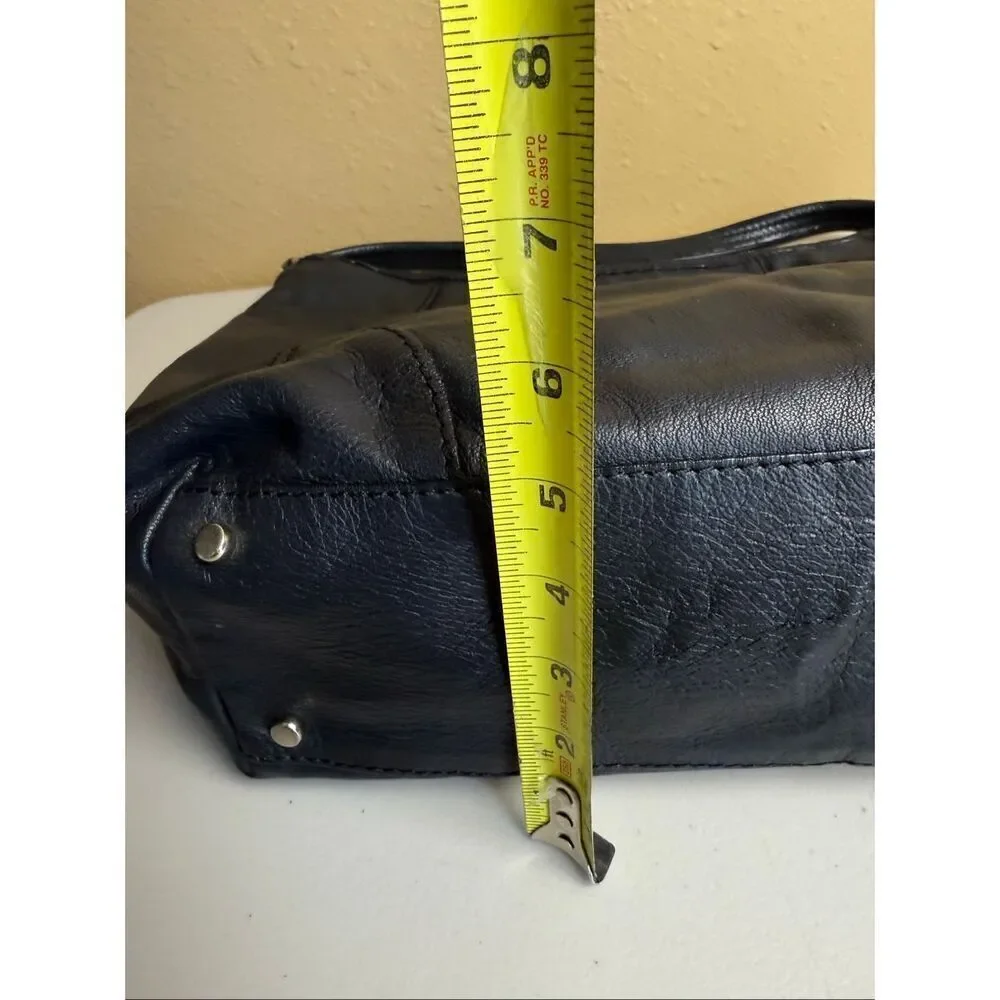 Kate Spade Classic Black Leather Purse with Zip Closure & Striped Lining
